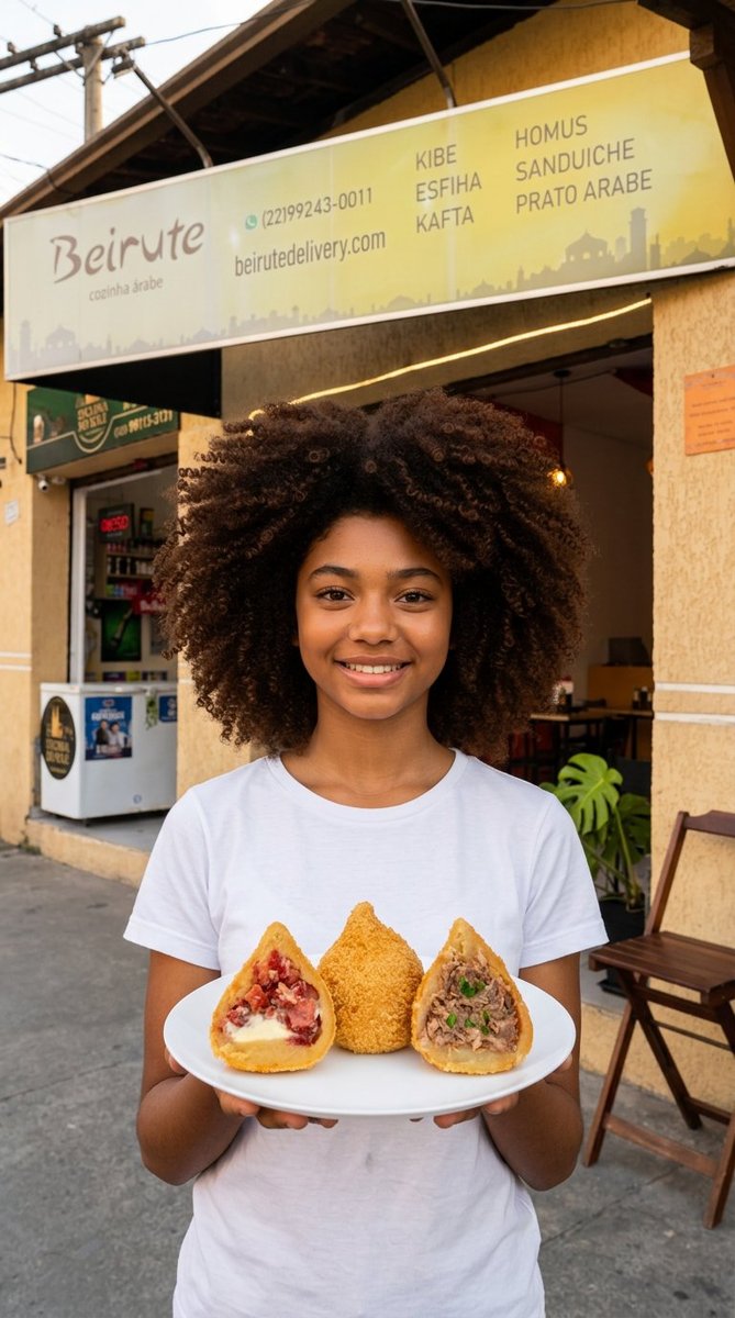 Esfiha · jovem cliente Beirute